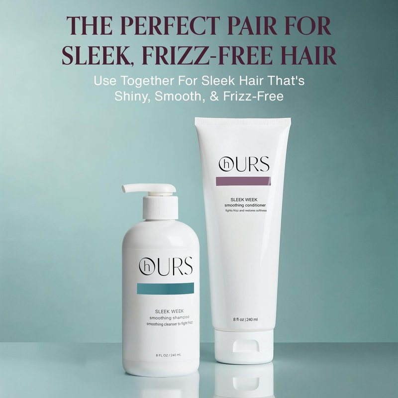 hOURS Sleek Week Smoothing Shampoo for Dry, Dull, & Frizzy Hair - Sulfate-Free Cleanser with Pea Protein, Arginine & Coconut Oil - Smooths, Strengthens & Adds Shine - Color Safe Formula– 8 oz
