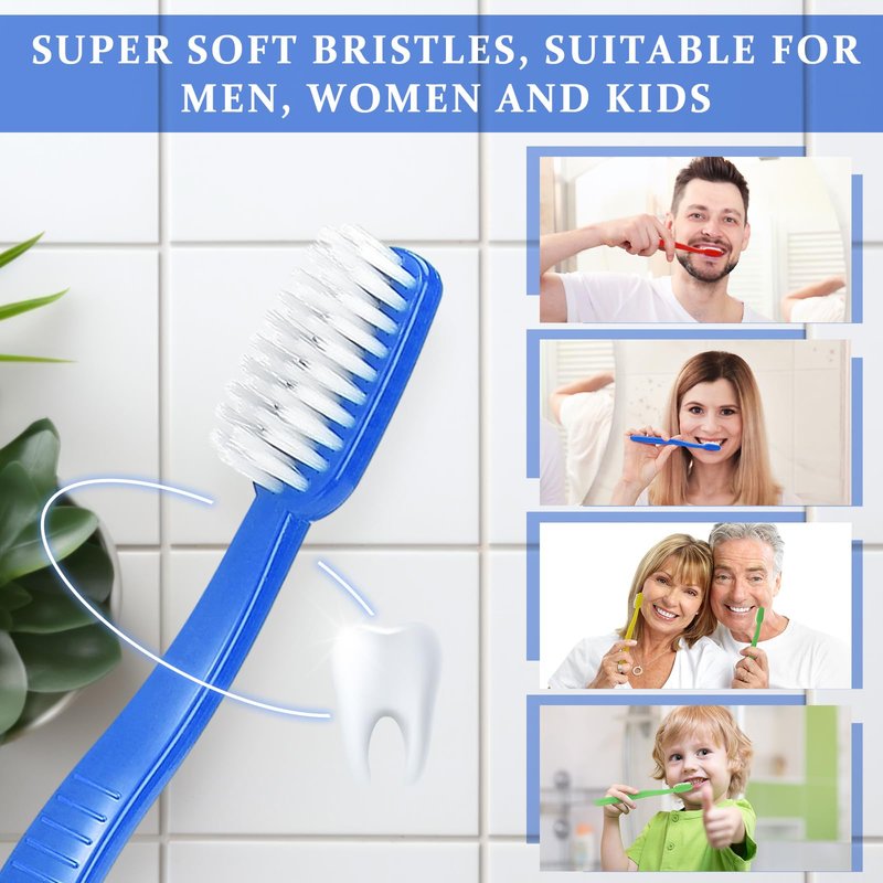 Tioncy 200 Pack Prepasted Disposable Toothbrushes Individual Wrapped Toothbrushes Soft Bristle Travel Toothbrush Single Use Wrapped for Hotel, Camp, Travel and Gift for The Homeless (Dopamine Colors)