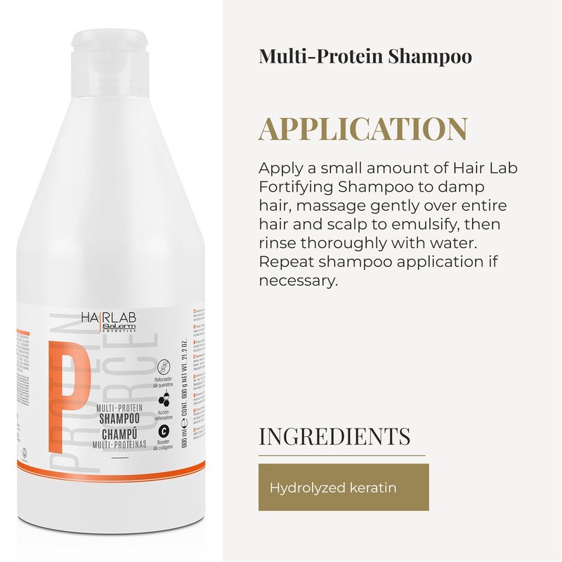 SALERM - Fortifying Shampoo - Multi-Protein Hair Lab Shampoo - 600 ml - Helps Nourish and Strengthen Hair - Improve Hair Appearance - Paraben-Free