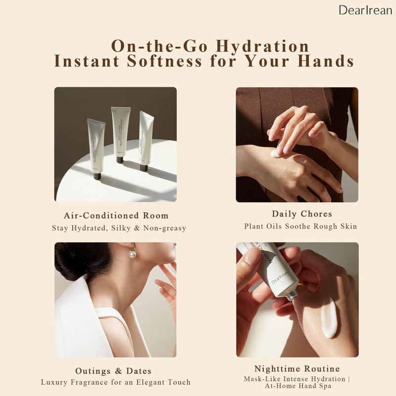 Dear Irean Hand Cream Gift Set for Women, Moisturizing Hand Lotion for Extremely Dry Cracked Hands Skin, 5PCS Mini Travel Size Natural Scented Hand Lotion Bulk, Women Lotion Gift Sets (4.23 Fl.Oz.)