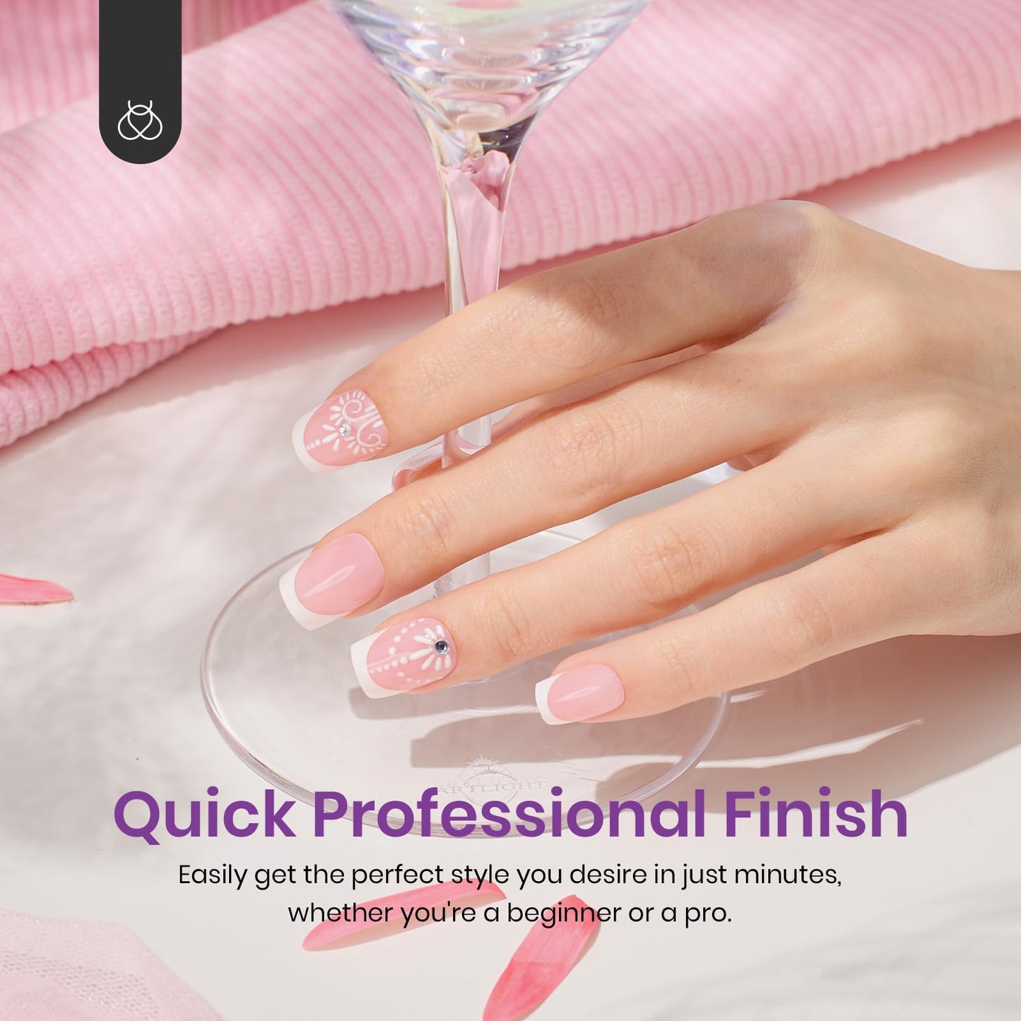 Beetles Top Coat Base Gel & Nail Glue Set-3Pcs No Wipe Top Coat,with Beetles French Tip Press On Nails - 150 Pcs Pink Short Square French Gel Nail,