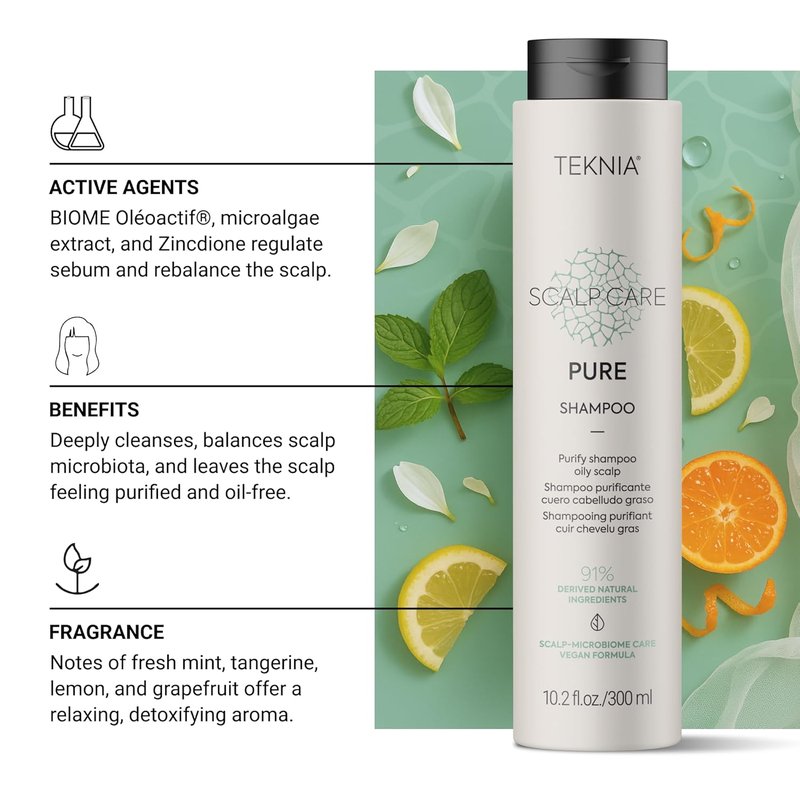 Lakmé Teknia Scalp Care Shampoo - Purifying Formula for Oily Scalps | 10.2 Fl Oz