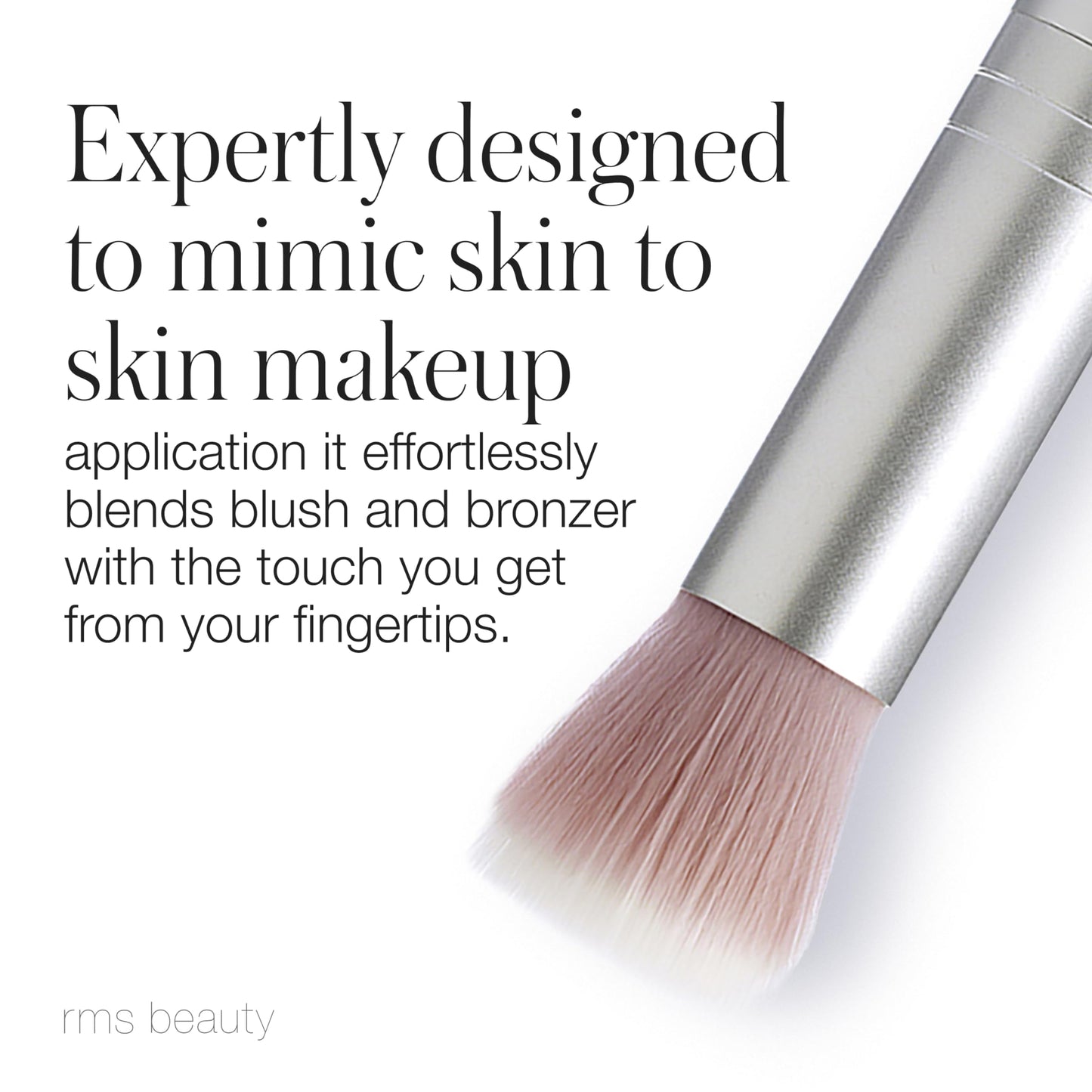 RMS Beauty Skin2Skin Fan Brush - Vegan Synthetic Highlighter Brush for Face & Body - Loose Powder Face Blender for Streak Free Blush & Bronzer