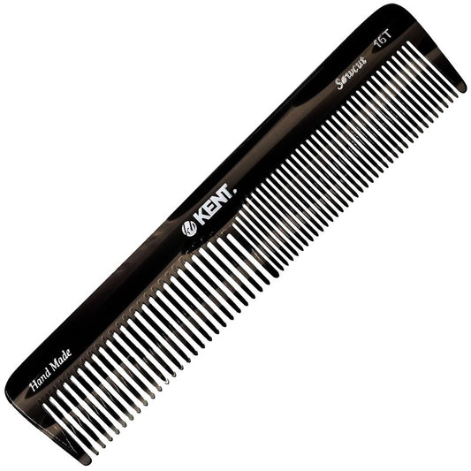 Kent 16T G Black Graphite Fine and Wide Tooth for Daily Grooming, Handmade Styling Comb for All Hair Types, Wet or Dry Hair Detangling Comb for Men and Women, Saw Cut Hand Polished, Made in England