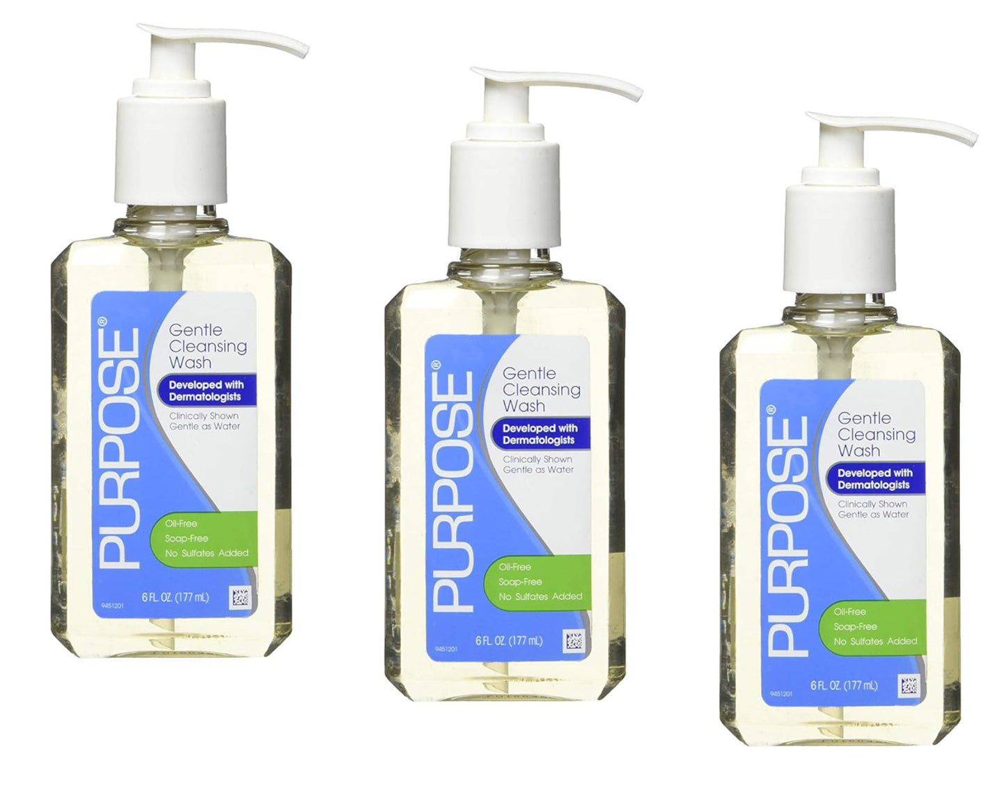 Purpose Gentle Cleansing Wash, Oil-Free, Soap-Free, No Sulfates Added, 6 FL OZ (Pack of 3)