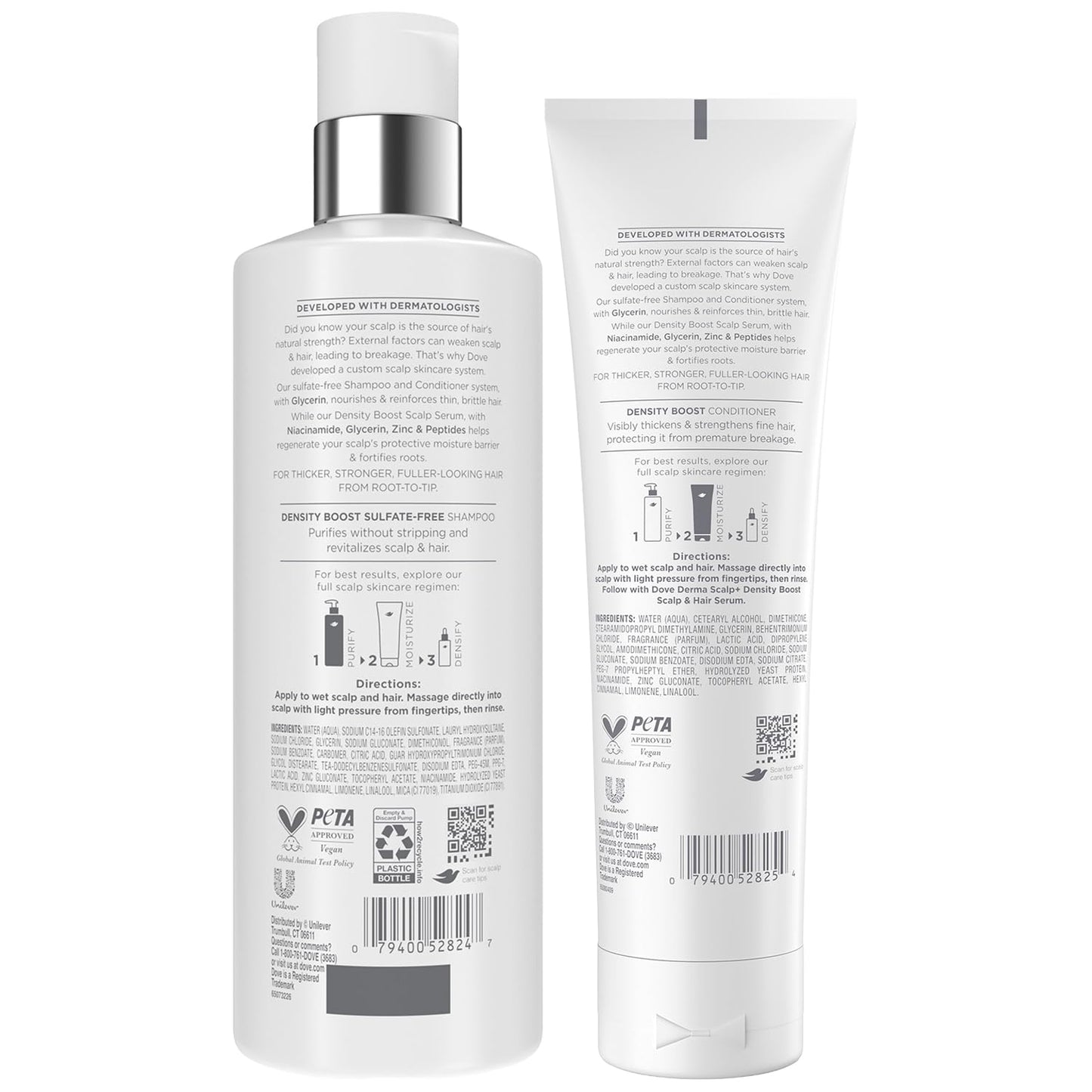 Dove Derma Scalp Thickening Shampoo and Conditioner – Density Boost with Niacinamide, Glycerin, Zinc & Peptides