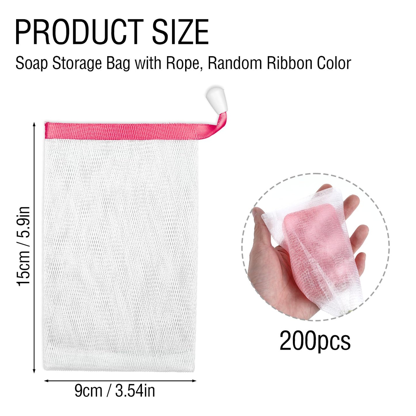 EupHHonycs 200 PCS Soap Bags Handmade Soap Bubble Mesh Bags Exfoliating Mesh Soap Pouch Saver Sack Drawstring Holder Bags for Bath & Shower, Easy to Bubble and Store