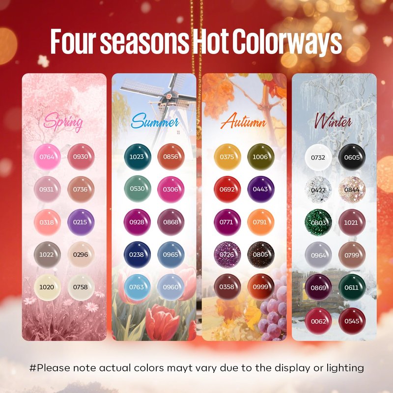 Mefa Christmas Gel Nail Polish Kit - 46 Pcs with 42 Colors, Base & Top Coats | DIY Nail Art Set for Beginners