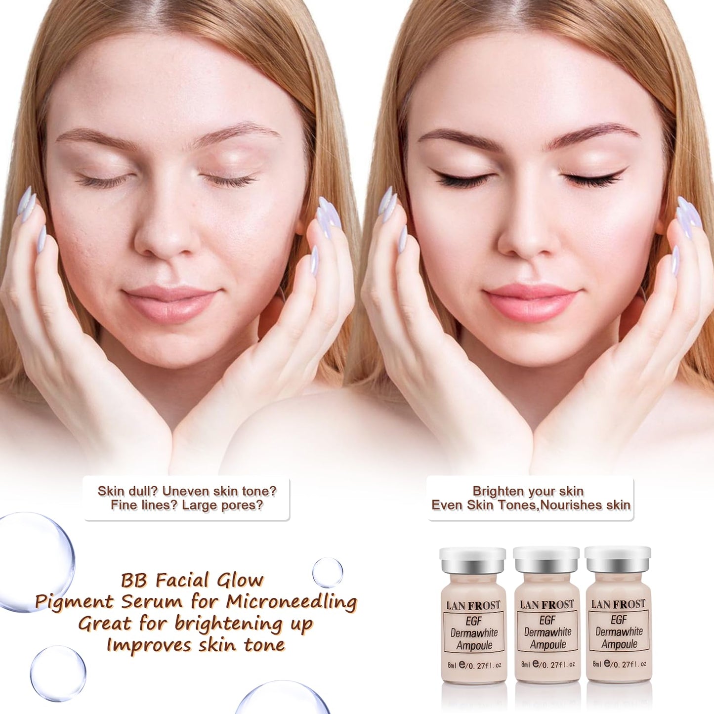 Facial Glow Foundation Serum Starter Kit Combined With Niacinamide and Peptides to Even Skin Tone Hydration Anti-Ageing Foundation Set, 12 Vials #1 Color