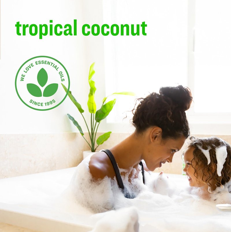 Everyone 3-in-1 Kids Soap, Body Wash, Bubble Bath, Shampoo, 32 Ounce (Pack of 2), Tropical Coconut, made with Essential Oils for Toddlers, Tweens and Teens