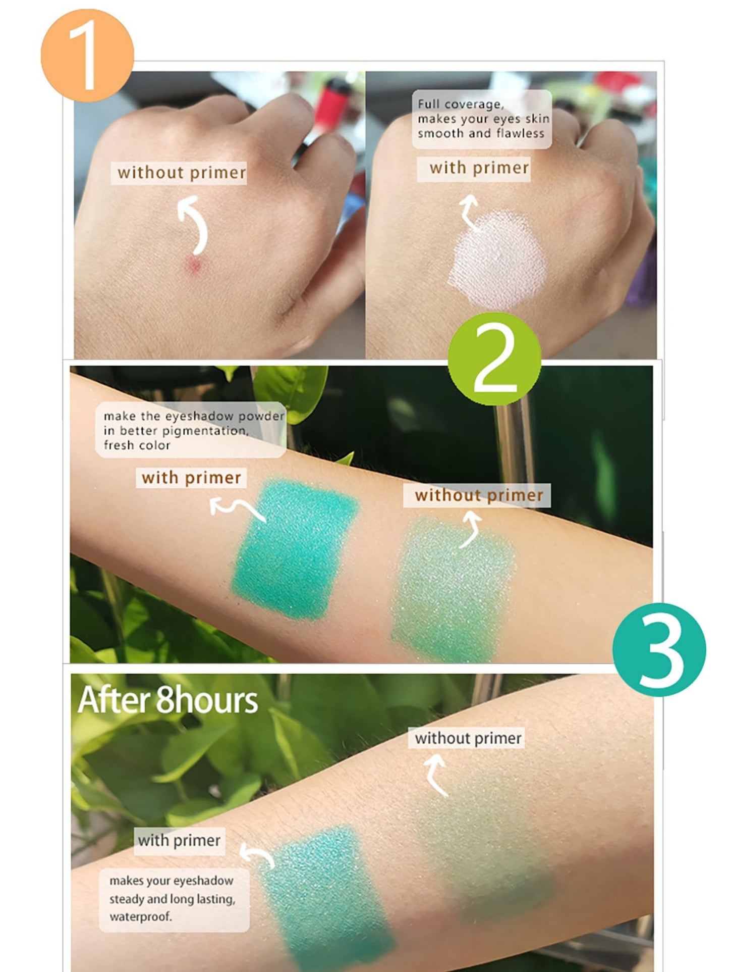 MAEPEOR Matte Eyeshadow Primer 6 Colors Prevent Oily Lids and Creasing Eye Primer Base Long-lasting Waterproof & Smudgeproof Eye Base Makeup for All Shadows (1 Medium)