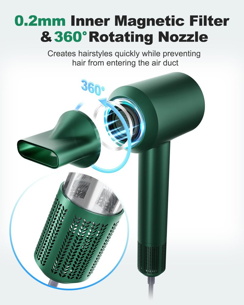 7MAGIC High-Speed Hair Dryer,Green