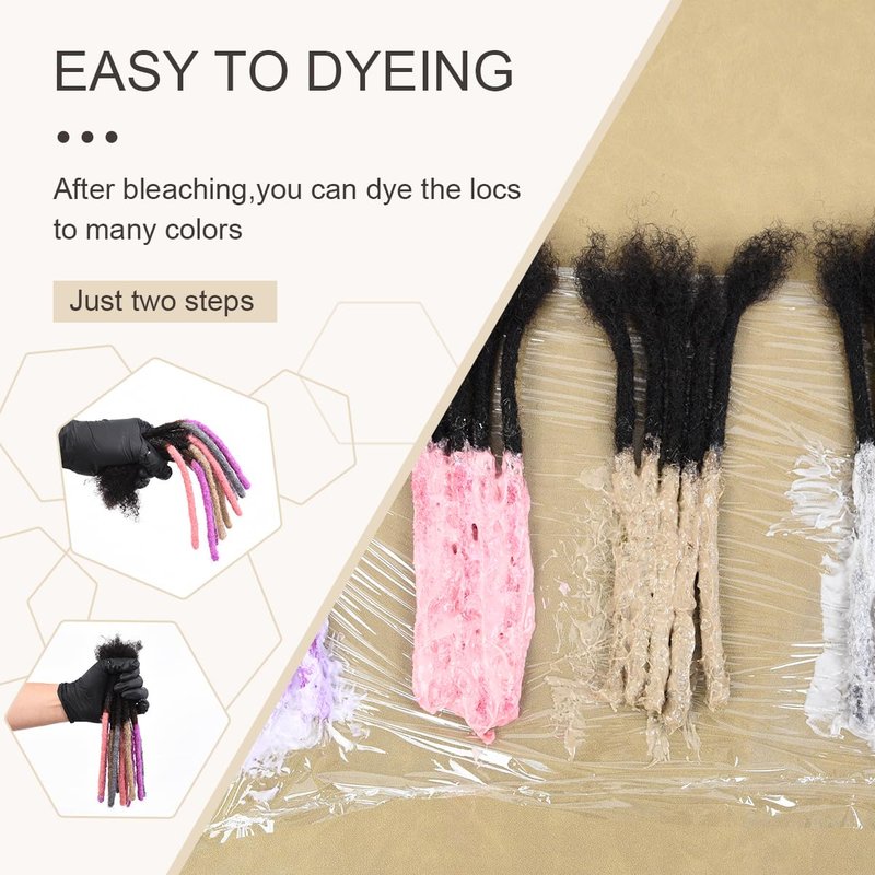 DAIXI 0.6cm and 0.4 0.8cm Options Thickness 6-18 Inch 20 Strands 100% Real Human Hair Dreadlock Extensions for Man/Women Handmade Permanent loc Extensions Bundles Can Be Dyed Bleached Curled Twisted