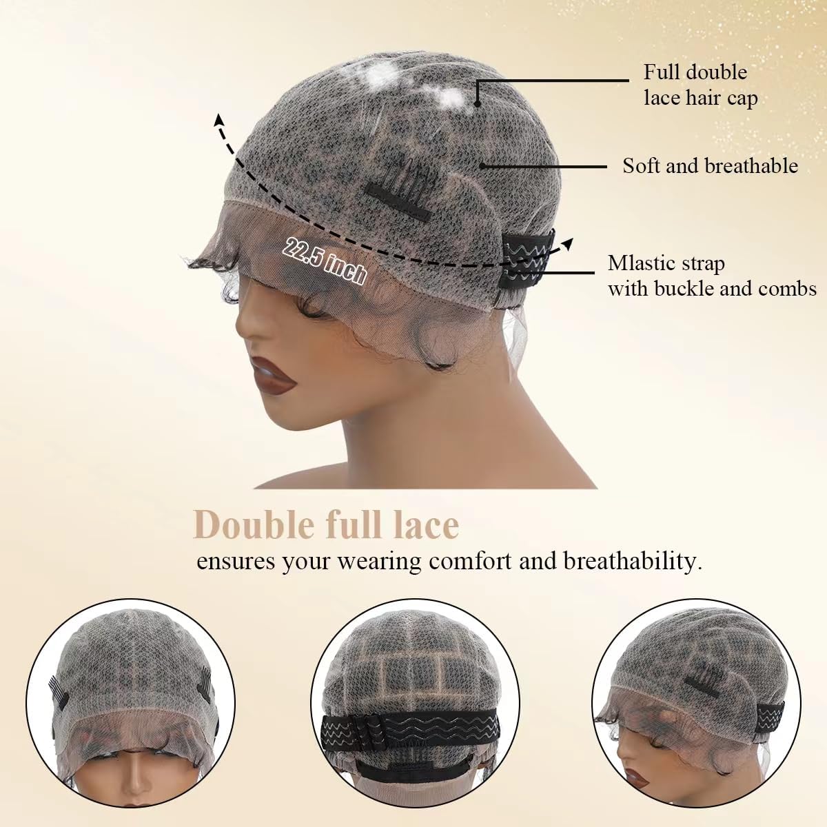 UCABEWEL Double Full Lace Crochet Wig Caps With Natural Knots And Baby Hair Quick For Wig Making, Breathable HD Lace Braided Cap For Crochet Braids, Glueless Hair Net With Bangs (100sections)