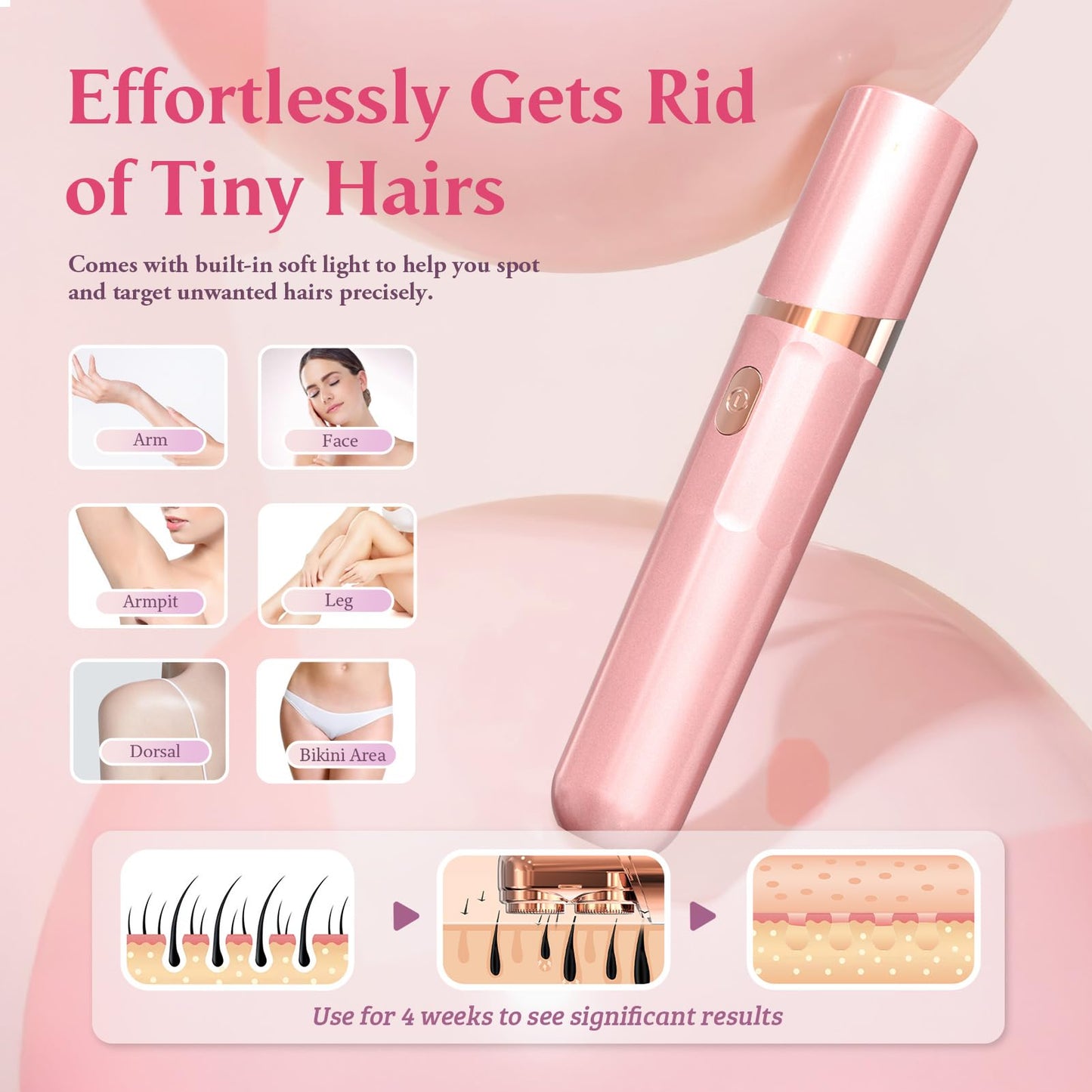 Facial Hair Remover for Women | Dual-Head Face Shaver Electric Hair Removal Device for Face,Lip, Chin | 2 Replacement Heads