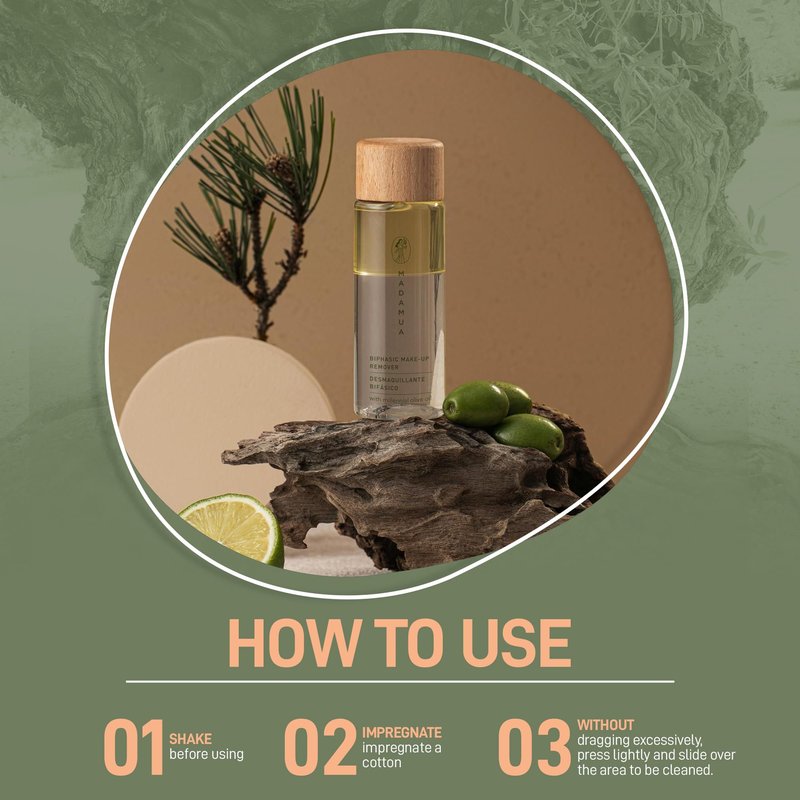 Biphasic Waterproof Eye Makeup Remover - Millennial Olive Oil Based Gentle Natural & Organic Mascara Remover, Travel Size & Liquid, Moisturizing Care Eye Make up Removal Liquid for Sensitive Skin