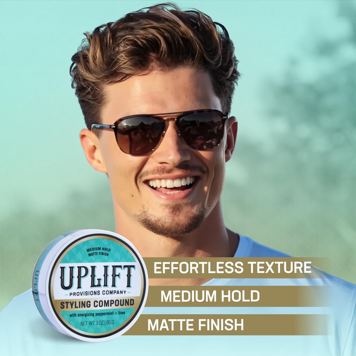 Hair Clay Pomade - Uplift Provisions Natural Matte Finish Styling Compound | Medium Hold, 3 oz for Men & Women