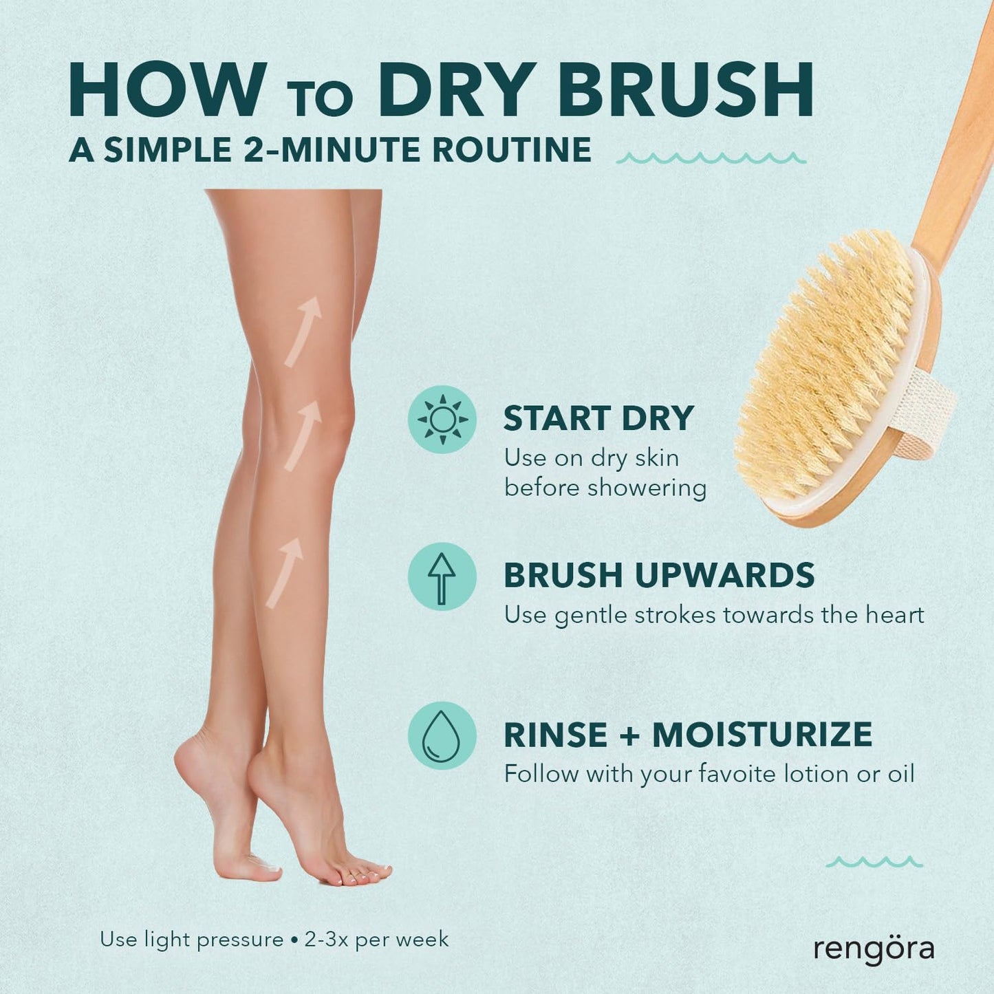 Dry Brushing Body Brush – Exfoliating Body Scrubber with Natural Boar Bristles, Detachable Ergonomic Long Handle – Great for Dry Skin Brushing