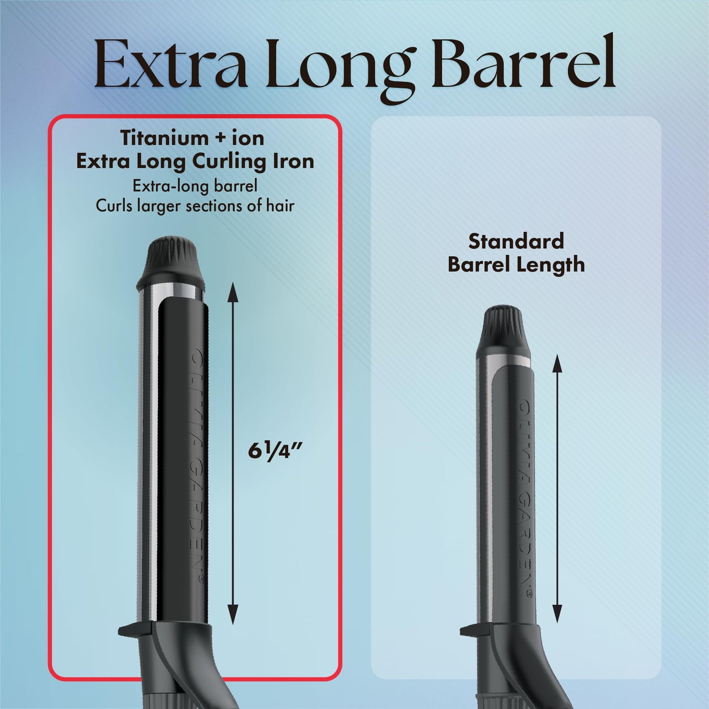 Olivia Garden Titanium + Ion Professional Curling Iron for All Hair Types - Includes Heat Resistant Heat Mat/Pouch and 1 Detangling Brush - 5 Heat Settings - 1.25” Long Barrel Diameter