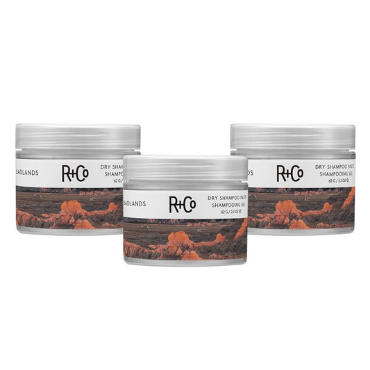 R+Co Badlands Dry Shampoo Paste – 2-in-1 Styling Paste & Dry Shampoo, Adds Volume, Absorbs Oil, Matte Texture for Second-Day Hair, Relative Paradise Fragrance, 2.2 Oz - 3 Pack