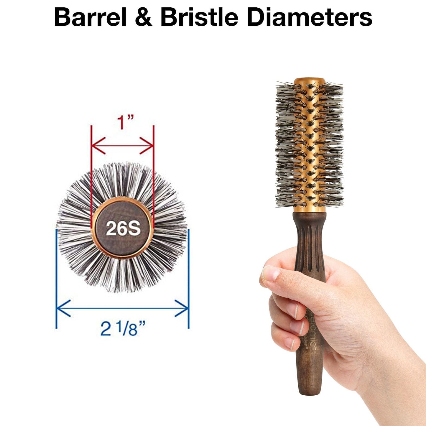 Olivia Garden EcoCeramic Soft Bristle Round Thermal Hair Brush EC-26S (2 1/8")
