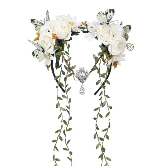 Fairy Flower Crown - White Elf Vine Headpiece & Floral Headband for Women | Perfect for Renaissance Weddings & Cosplay