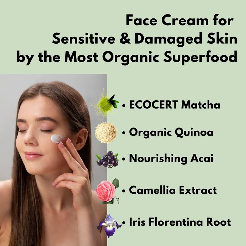 KITAO Anti Aging Face Cream for Women, Organic Face Moisturizer for Sensitive Skin with Matcha, Rice & Vitamin C | Retinol Face Cream, Japanese Skincare Face Moisturizing Cream for Dry Skin 1.7 Fl Oz