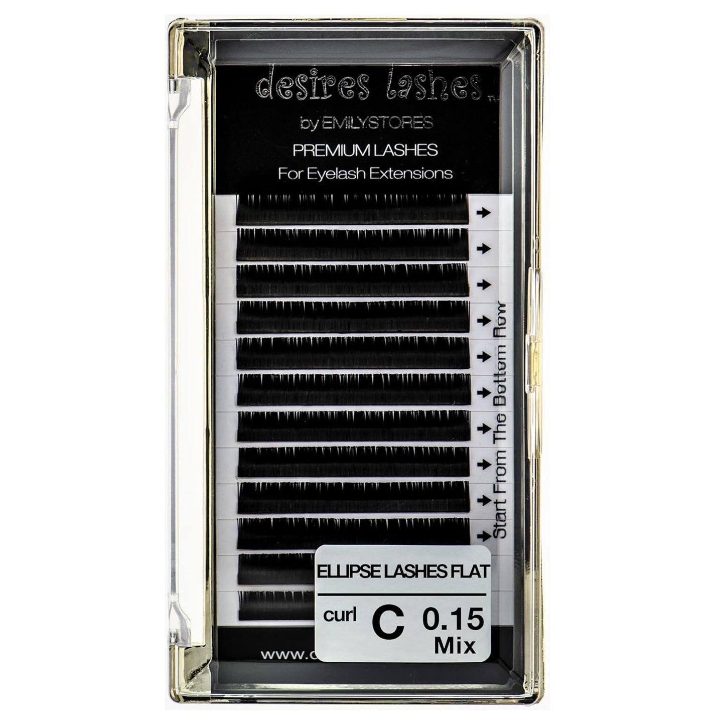 Ellipse Eyelashes | 0.15mm Thickness C Curl Flat Lash Extensions - Mixed Sizes 8-14mm, Soft Volume