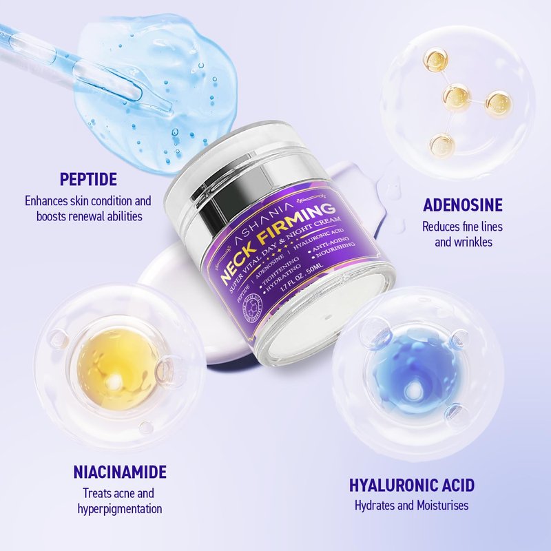 Ashania Neck Firming Cream: Neck Creams for Tightening and Firming - Korean Skin Care Tighten and Lift Neck Cream Advanced Fomula 1.7 Fl Oz