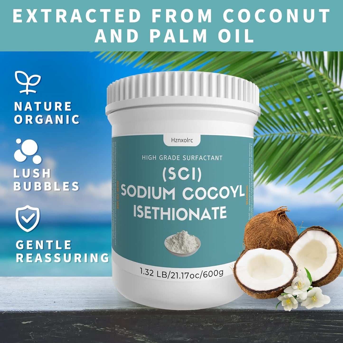 Sodium Cocoyl Isethionate Powder - Premium SCI for Bath Bombs & Truffles | 21.17 oz, Biodegradable, Gentle on Skin