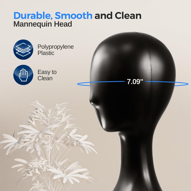 SereneLife Professional Mannequin Head, Durable Multi-purpose Women Model Wig Stand Display, Suitable for Shaping and Displaying Hats, Hair Pieces, Wigs, Accessories and Jewelry