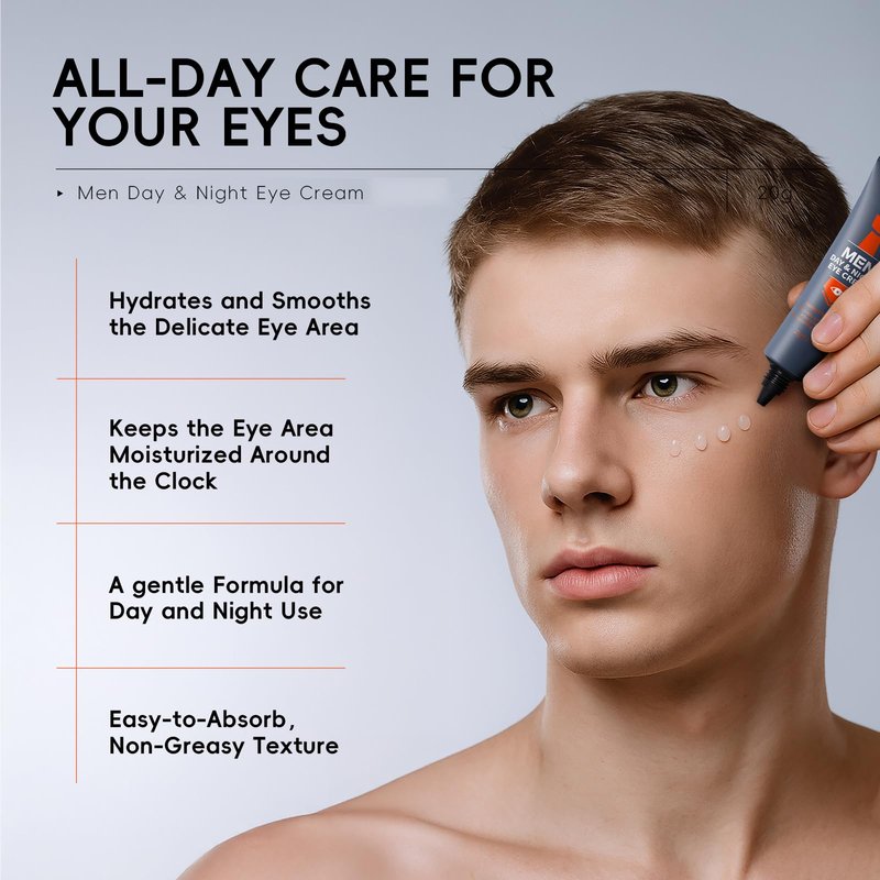 Easilydays Men Revitalizing Eye Cream, Day & Night Refreshing Moisturizing Under Eye Cream with Caffeine, Visibly Firming, Improves Puffy Eyes, Dark Circles and Wrinkles, All Skin Types