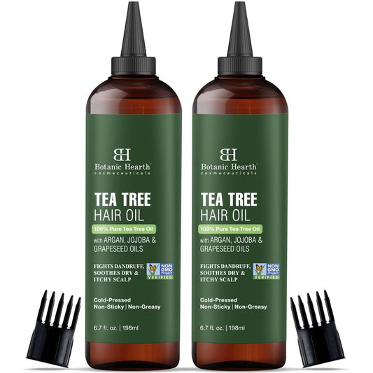 Botanic Hearth 100% Pure Tea Tree Hair Oil For Hair Growth & Hair Treatment Oils 6.7 Fl Oz, 2 Pack|Infused with coconut Oil|Hair Oil Repairs Dry Damaged Hair, Strengthening, Healthier| All Hair Types