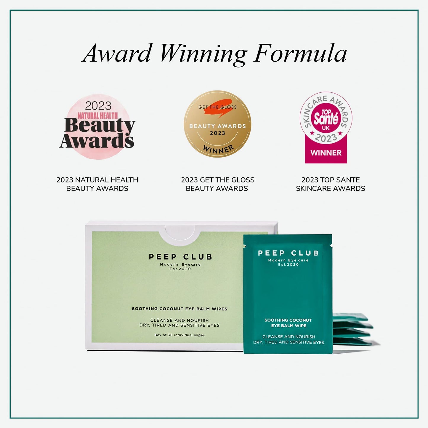 Peep Club All Natural Eye Makeup Remover Wipes – Perfect for Sensitive Eyes, Optometrist Formulated, Tea Tree Oil Free, Cleansing, Nourishing, Coconut Oil, Chamomile, Bilberry, 30 Pack