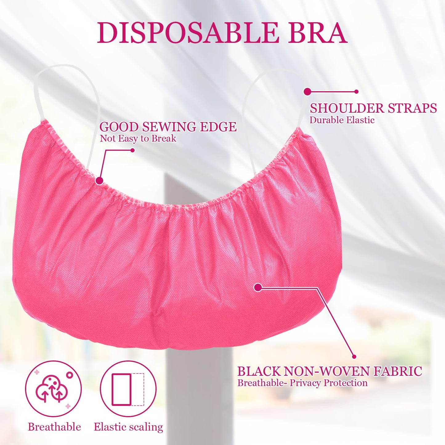 Geyoga 100 Pcs Disposable Bra for Women Nonwoven Underwear Spa Tops Individually Packed for Massage Tanning Salon(Pink)