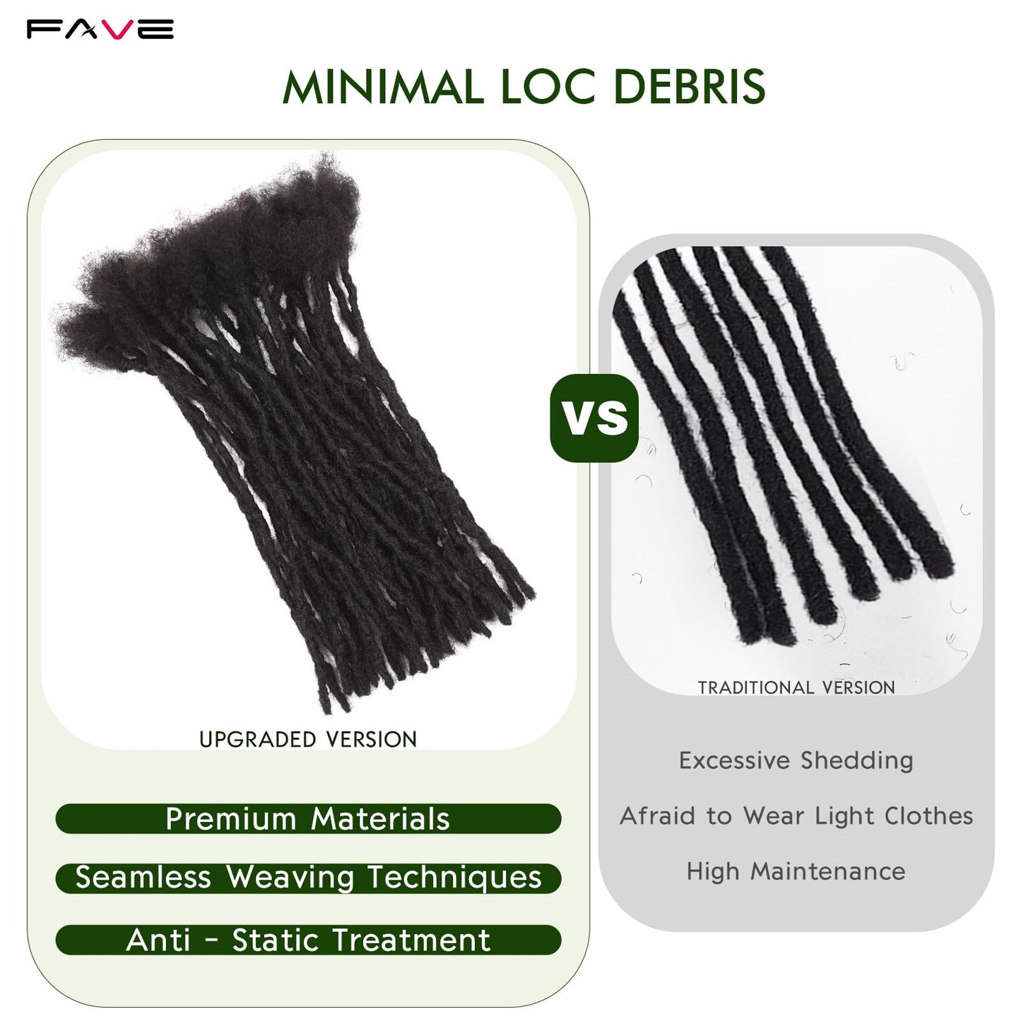 FAVE 6" Loc Extensions Human Hair Anti-Shedding & Natural Dreadlocks