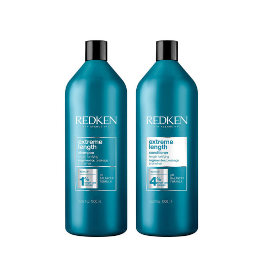 Redken Extreme Length Shampoo & Conditioner Set For Damaged Hair - Prevents Breakage and Strengthens Hair, Infused With Biotin For Hair Growth