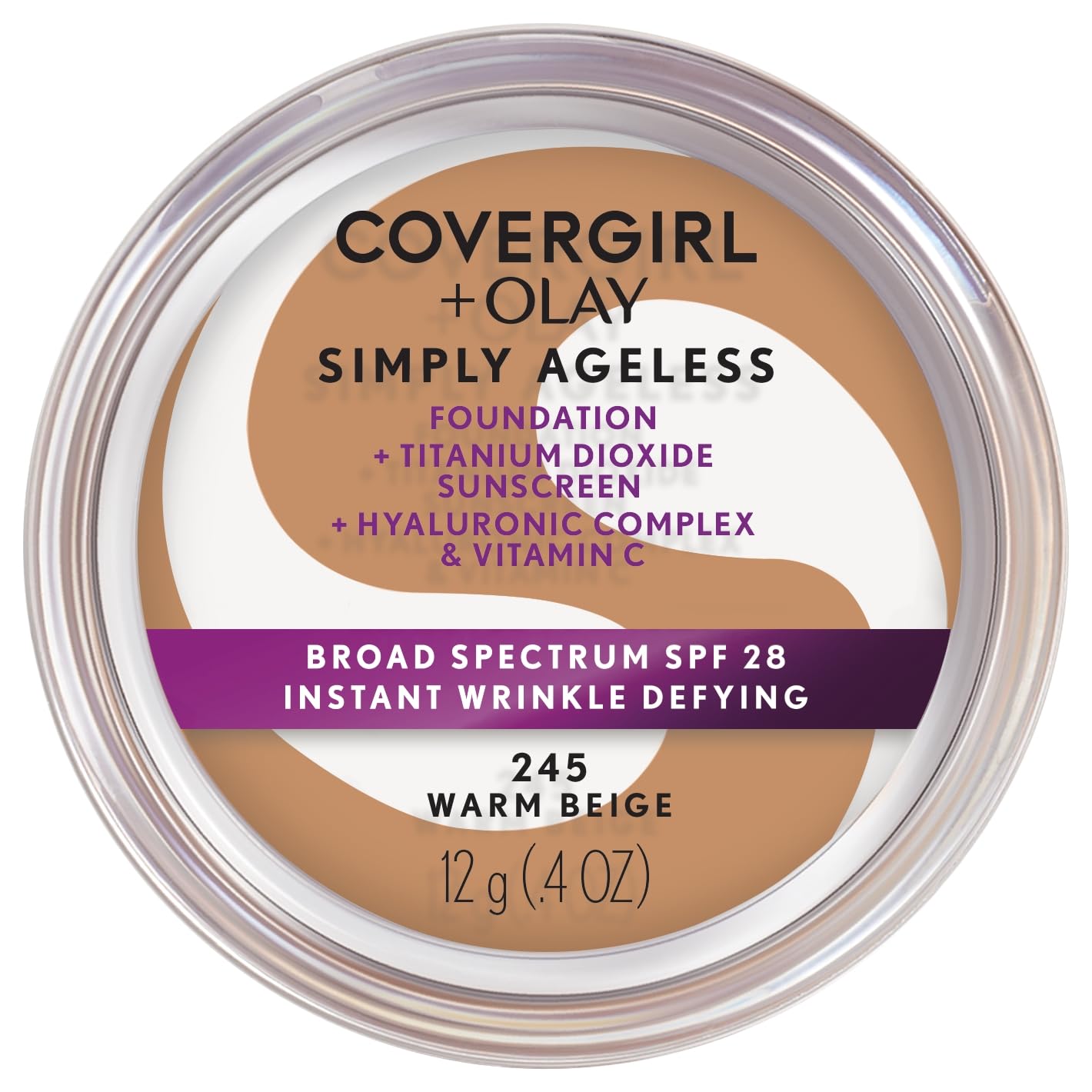 COVERGIRL Simply Ageless Instant Wrinkle-Defying Foundation Bundle - Creamy Natural 0.44 Fl Oz & 245 Warm Beige 0.4 Oz