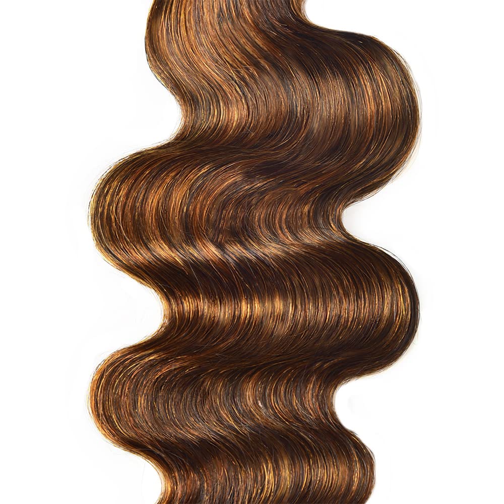 P430 Brown Bundles Human Hair Body Wave Bundles 16 18 20 Inch Unprocessed Brazilian Virgin Remy Hair 3 Bundle 50 Gram Per Bundle Highlight Brown Body Wave Human Hair Extensions