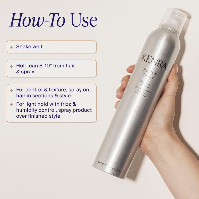 Kenra Professional Design Spray 9 | Light Hold Hairspray | Tames Frizz & Flyaways | Lightweight, Brushable Formula | All Hair Types | 10 oz (2-Pack)