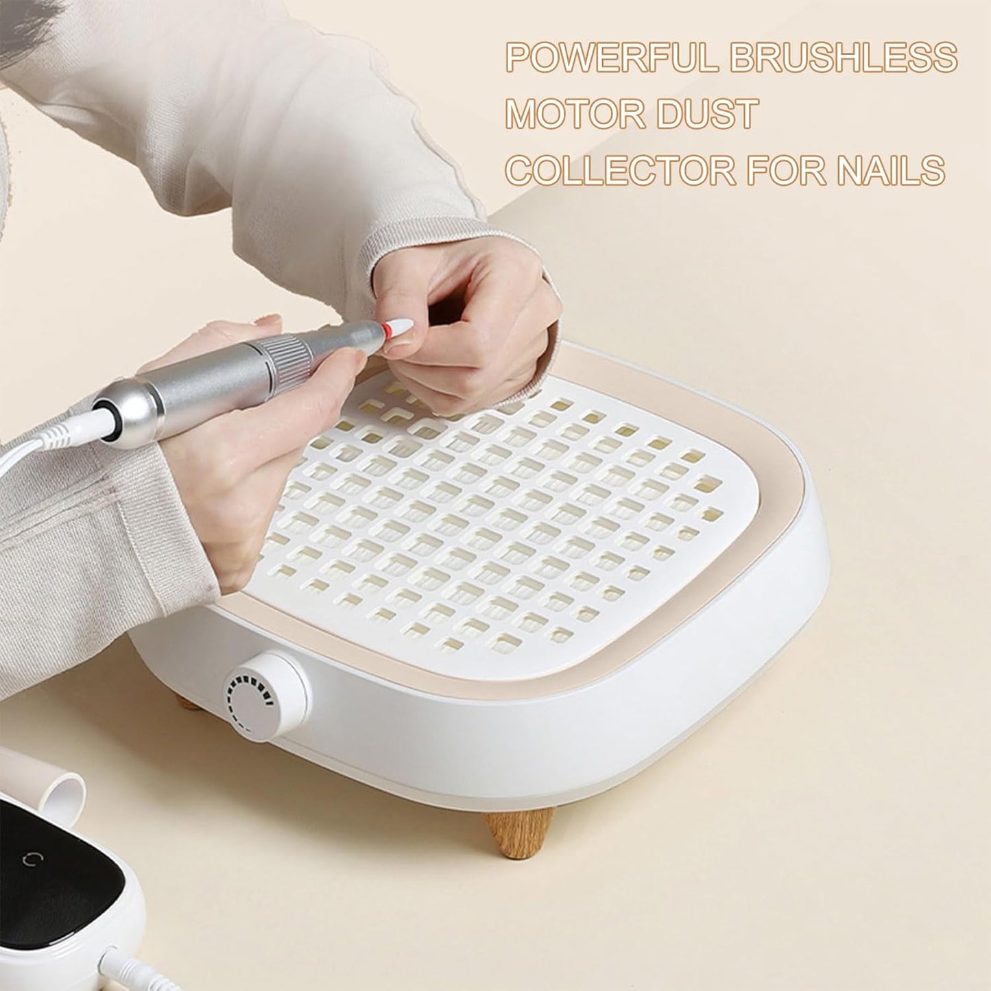 Nail Dust Collector with Reusable Filters - Powerful Vacuum Fan for Acrylic Nails, Salon & Home Use - Milk White