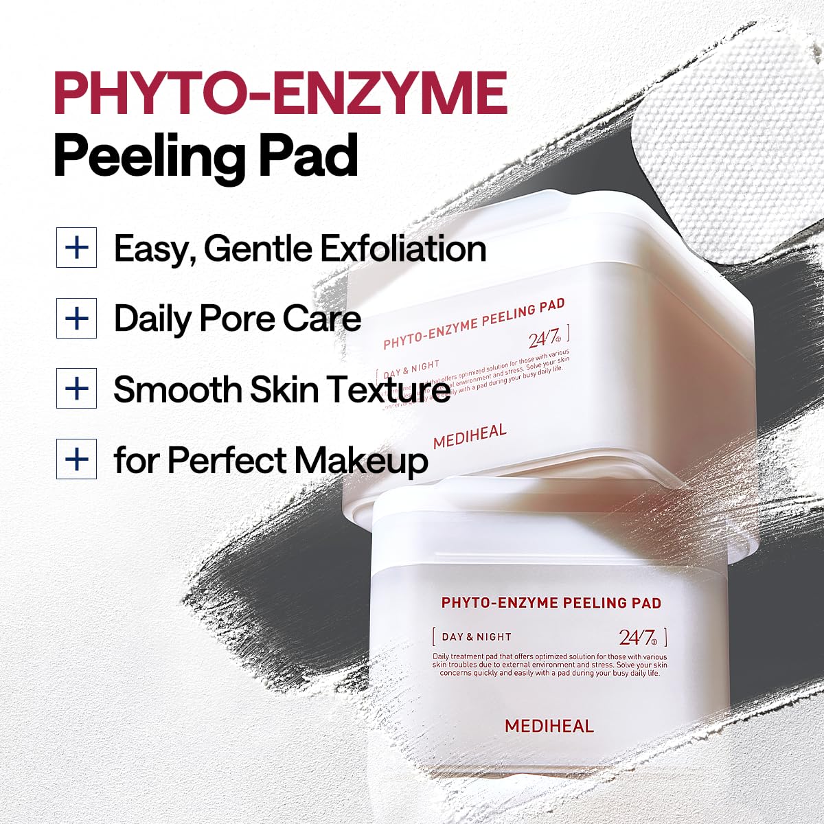 MEDIHEAL Toner Pads - Phyto Enzyme Exfoliating Peeling Pad (90 count) with LHA&Papaya Enzyme - Pore Tightening&Sebum Control - Dual-Textured Facial Pad for Pore Care, Korean Skin Care