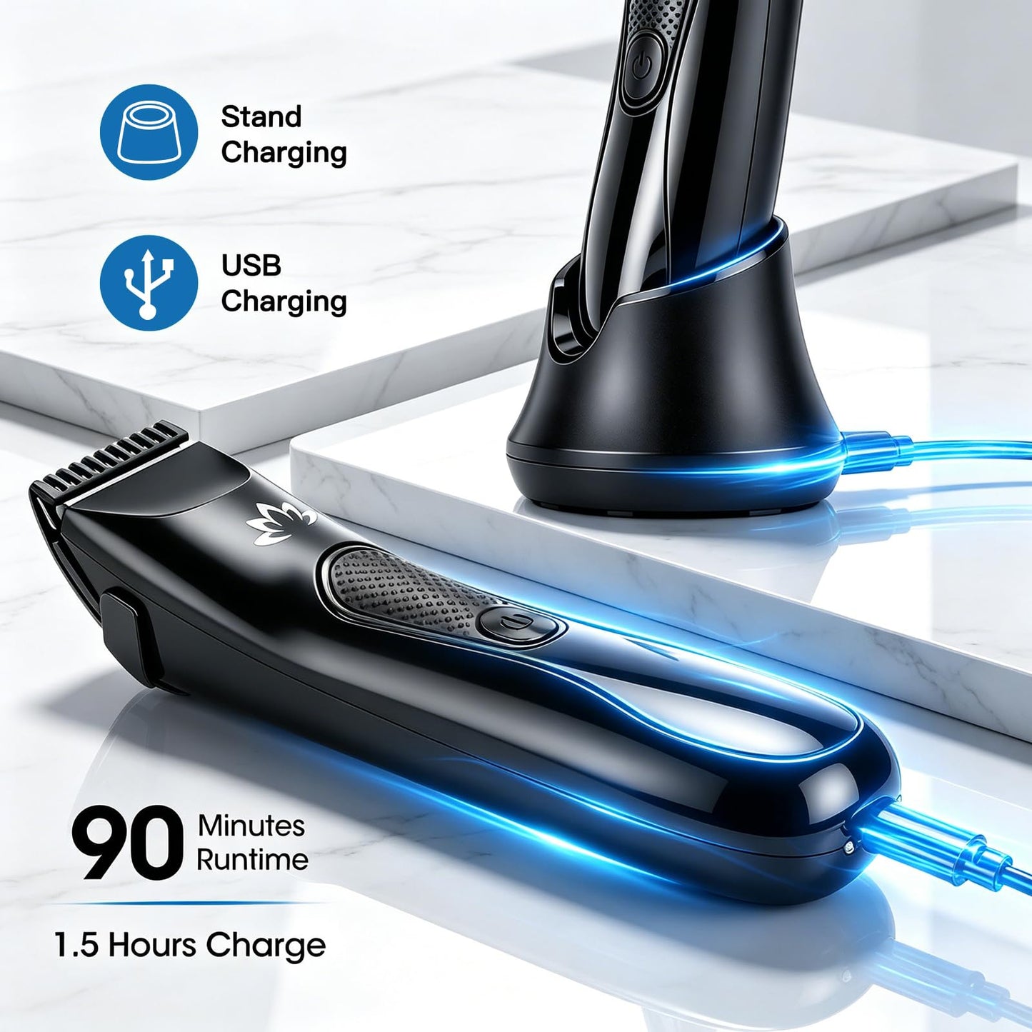 Suttik Manscape Body & Pubic Hair Trimmer for Men, Groin & Ball Trimmer Men, Electric Razor Mens Grooming Kit, Body Groomer Ball Shaver for Smooth Wet/Dry Shaving, Led Light
