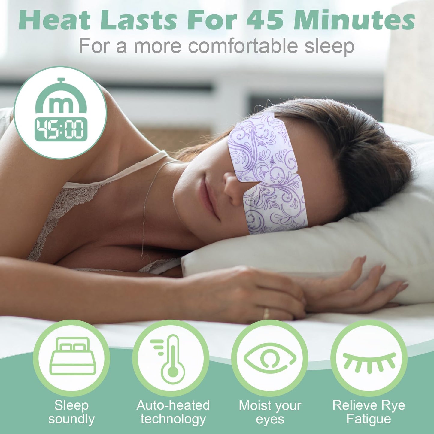 Silicherry 48 Packs Steam Eye Mask Disposable Self Heating Eye Mask for Dry Eyes Spa Warm Sleep for Home Office Travel Eyestrain Relieve