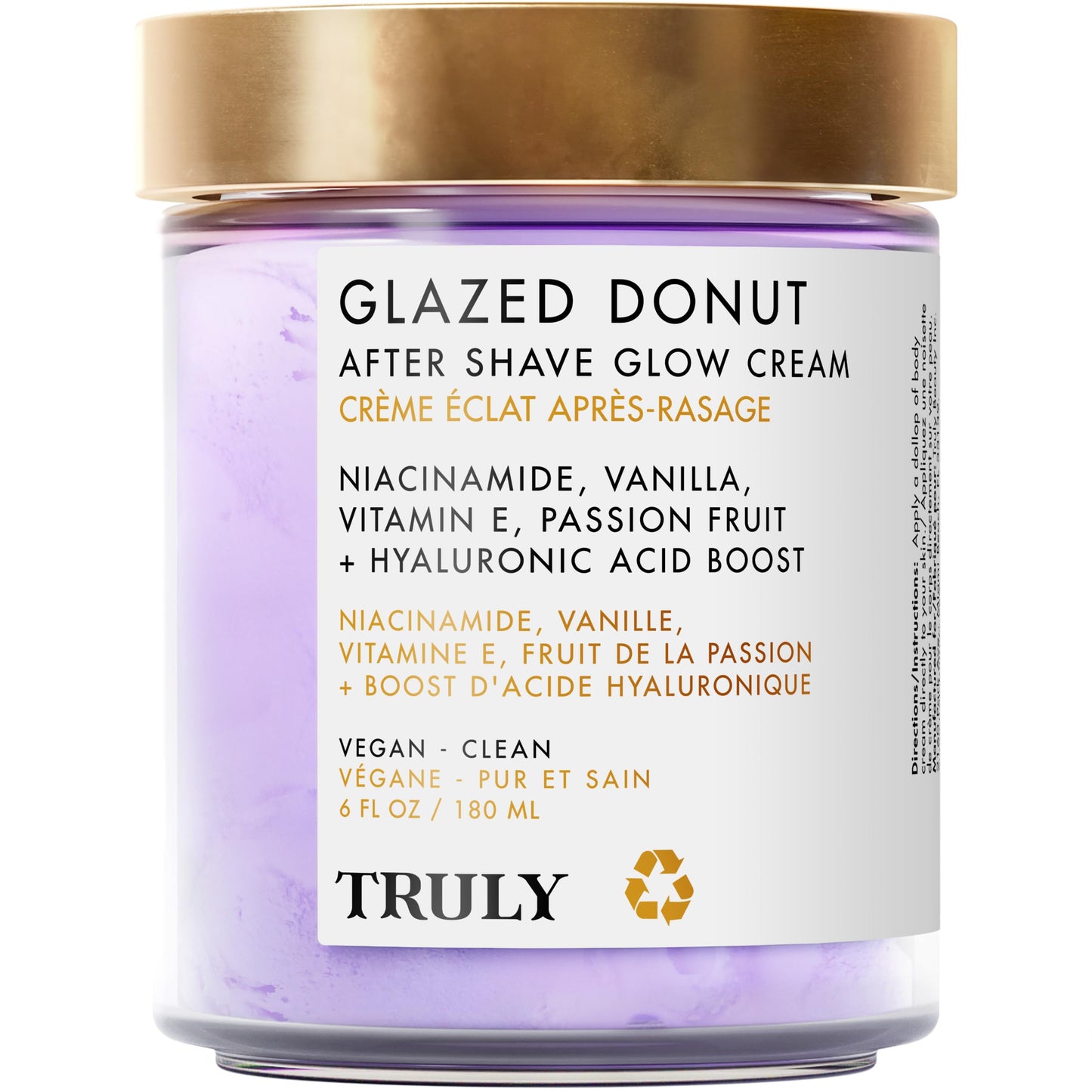 Truly Beauty Glazed Donut After Shave Glow Cream | Hydrating Moisturizer for Razor Burn, Bumps & Redness | With Hyaluronic Acid, Niacinamide & Vitamin E | Toasted Vanilla Scent (6 Fl Oz)