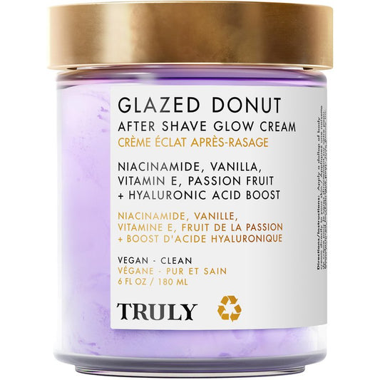 Truly Beauty Glazed Donut After Shave Glow Cream | Hydrating Moisturizer for Razor Burn, Bumps & Redness | With Hyaluronic Acid, Niacinamide & Vitamin E | Toasted Vanilla Scent (6 Fl Oz)