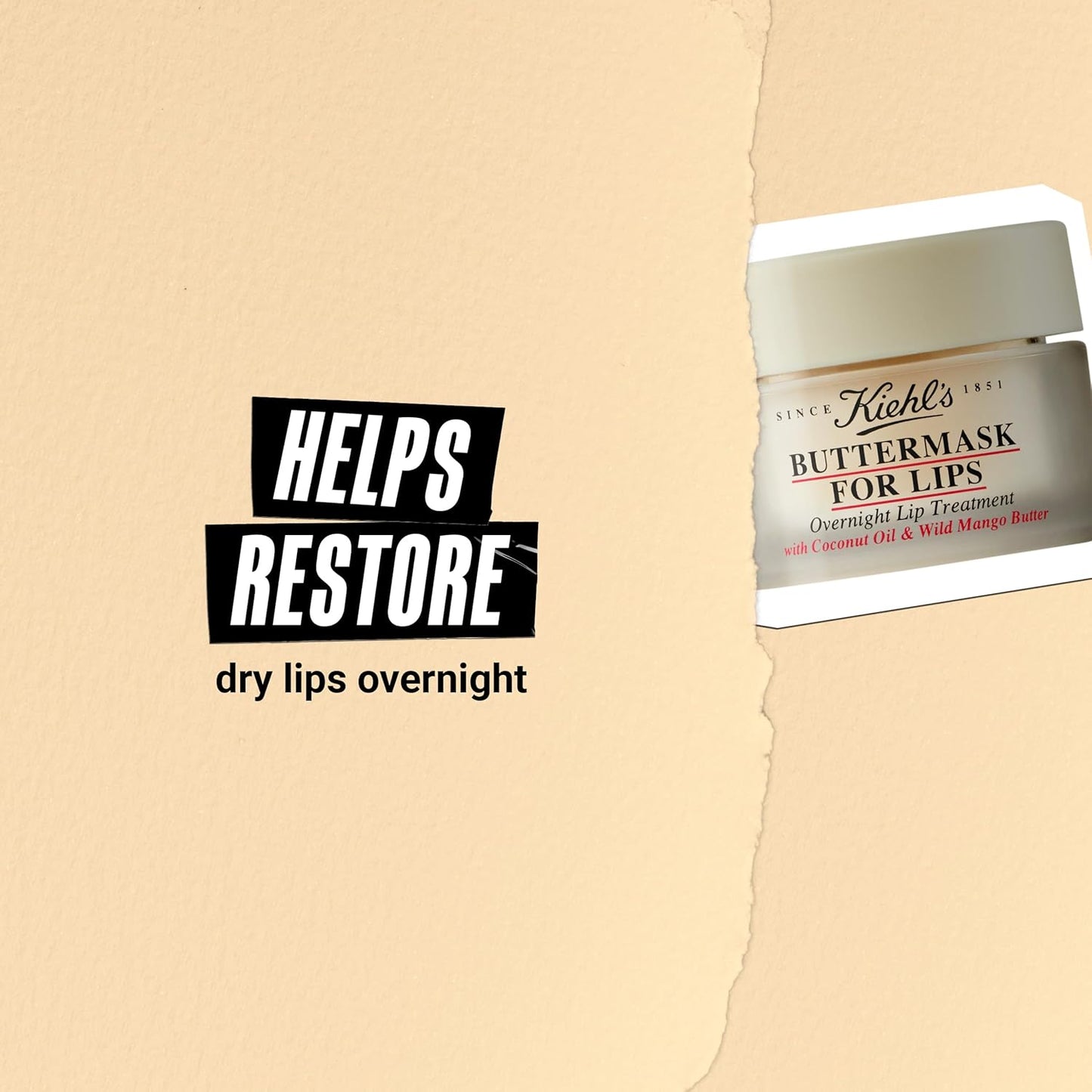 Kiehl's Buttermask For Lips - Hydrating Overnight Lip Mask with Coconut Oil & Mango Butter | 0.35 fl oz