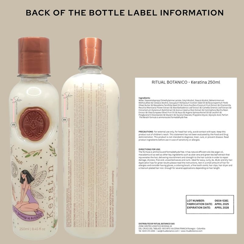 Organic Keratin Hair Treatment - Straighten, Repair & Relax Hair | All-Natural Vegan Formula | 250ml/8.45 Fl Oz