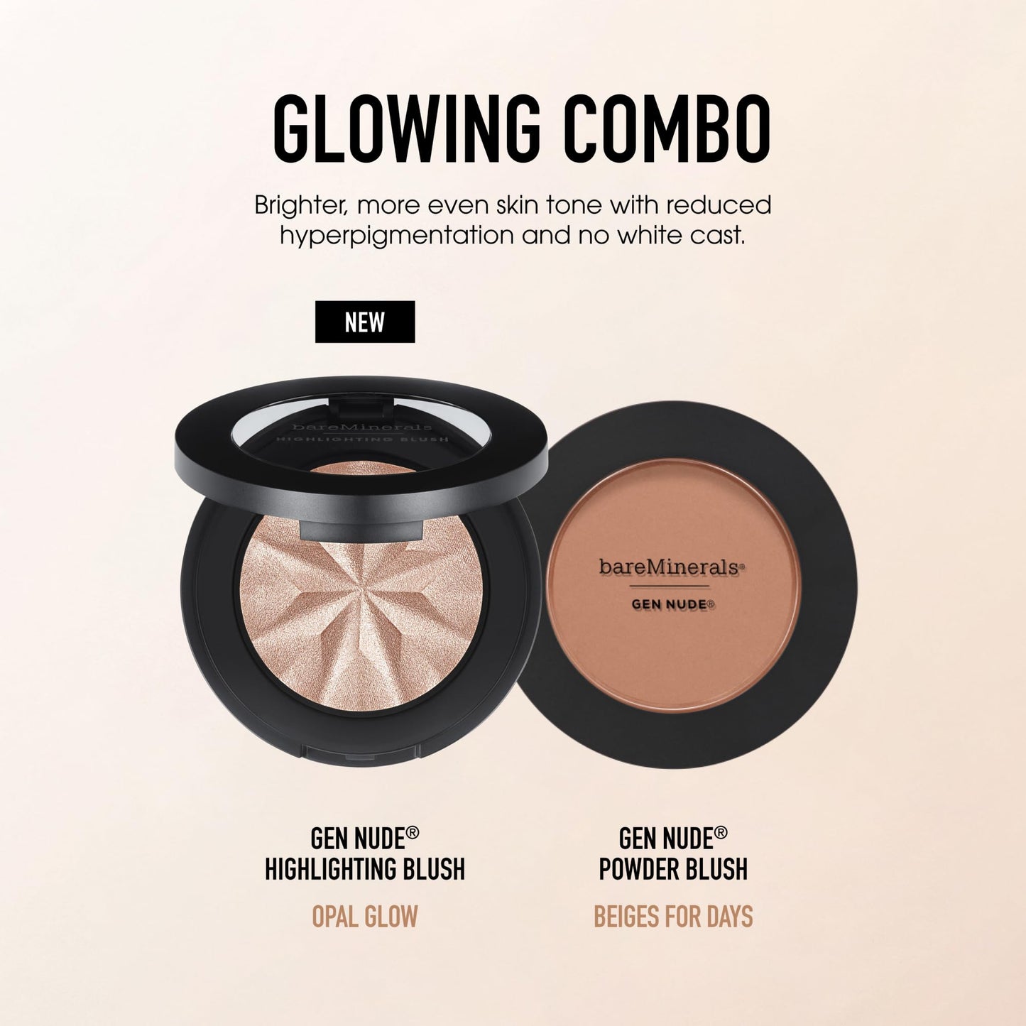 bareMinerals Gen Nude Highlighting Blush, 2-in-1 Blush + Highlighter Hybrid + Blooming Makeup Blush Brush Bundle