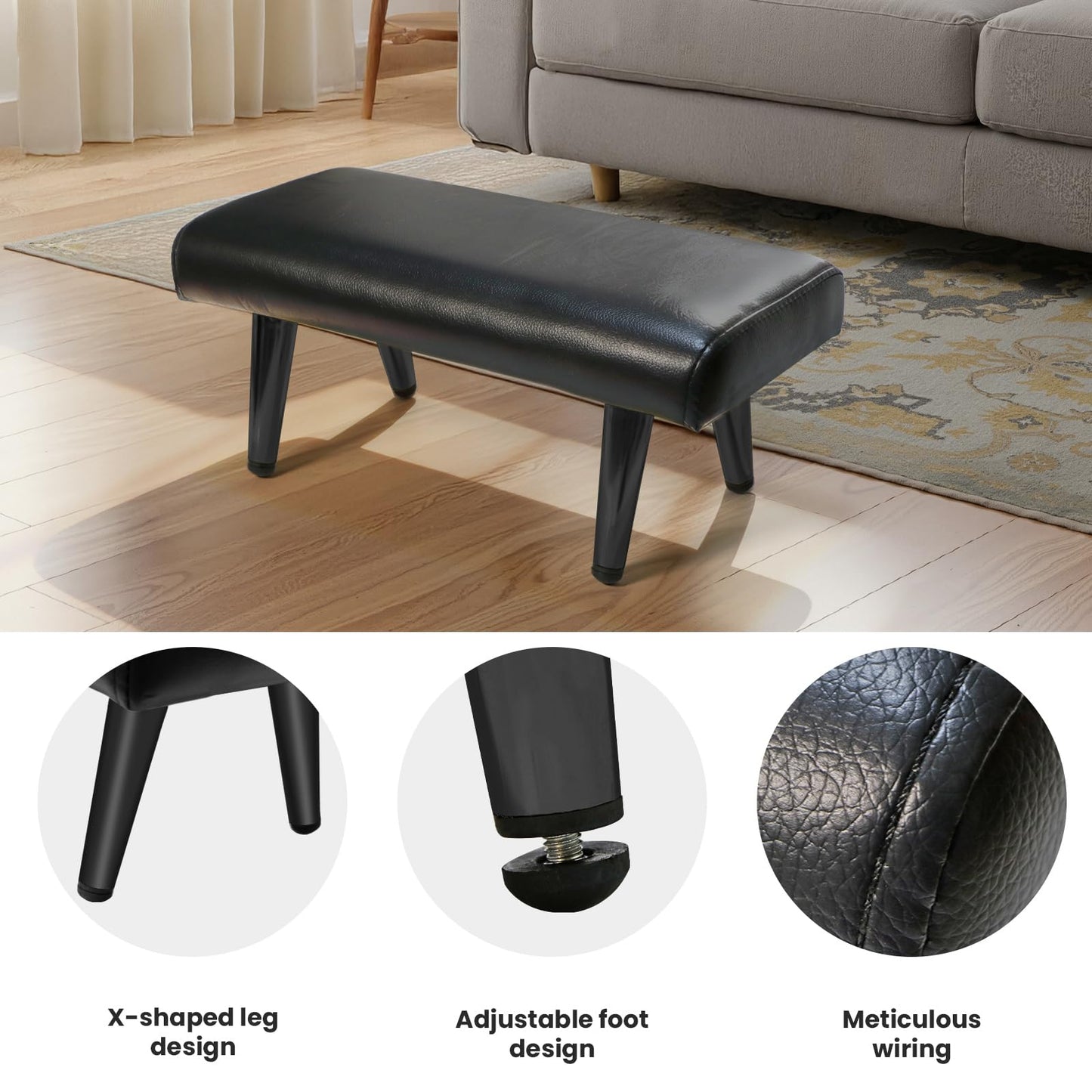 TONESLY Waterproof Stool Foot Rest & Ottoman,1-Pack,Ergonomic Non-Slip Foot Ring,Universal Replacement for Salon Barber Spa Chairs